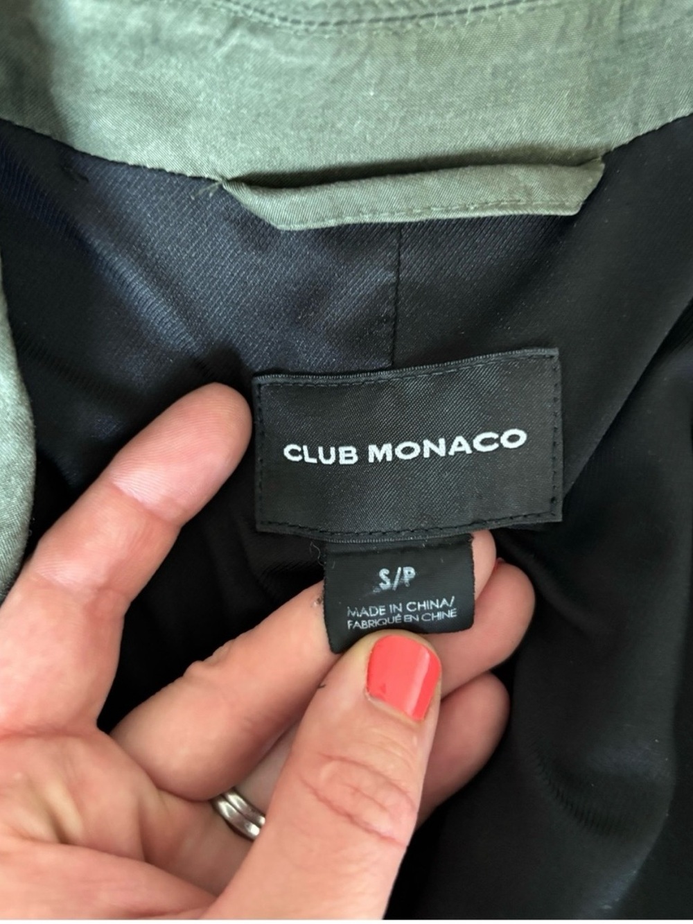 Club Monaco  Karpri Olive Green 
Moto Jacket Asymmetric Zip Biker
Coat  Sz S EUC - Picture 13 of 13